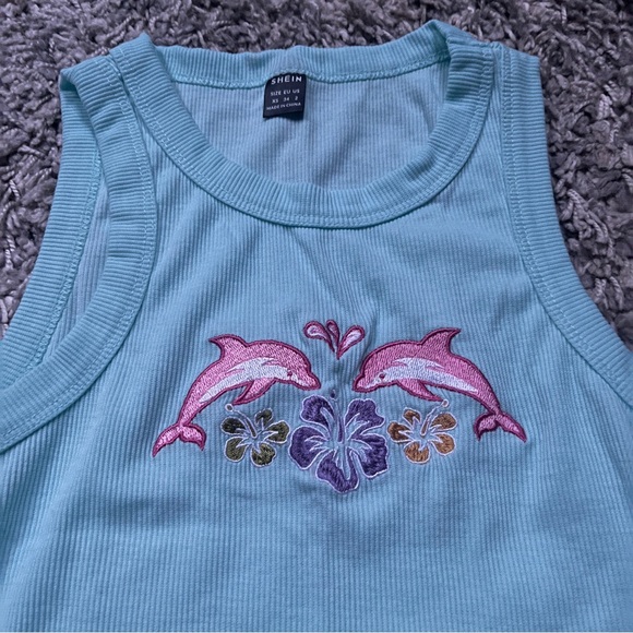 Teal Dolphin Tank Top - Picture 3 of 5